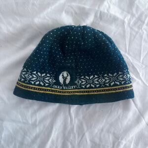 Deer Valley Fair Isle Knit Beanie Hat Fleece Lined Winter Ski